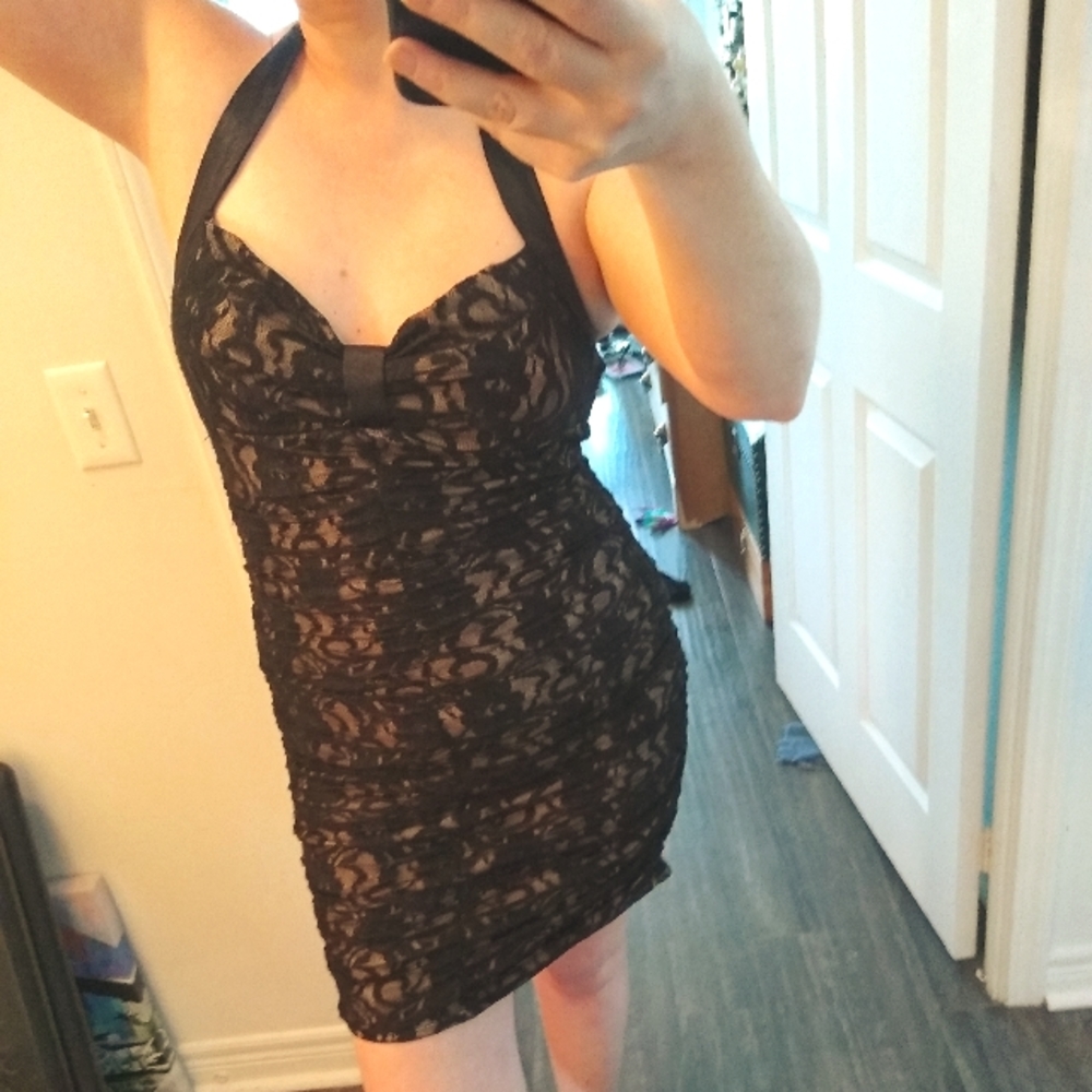 XOXO lace halter neck dress